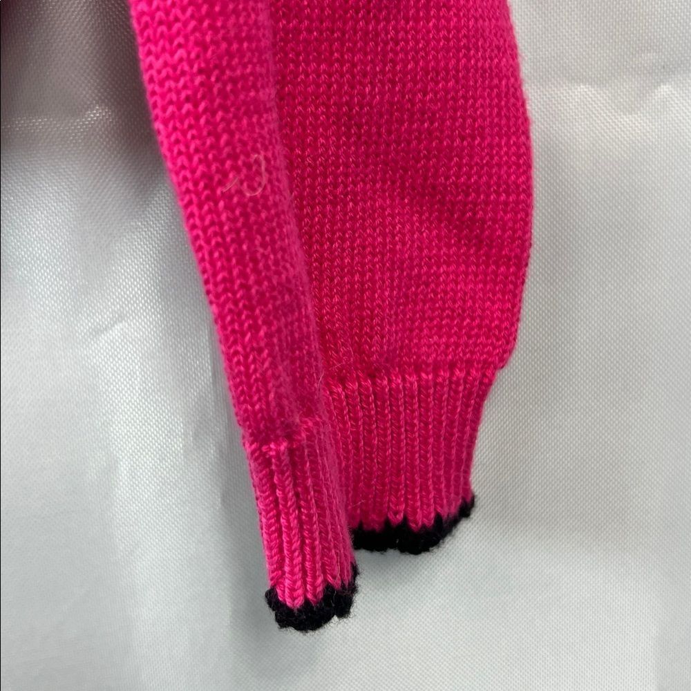 Hartstrings Bright pink cotton cardigan sweater with French bulldog appliqué NWT - Picture 6 of 12